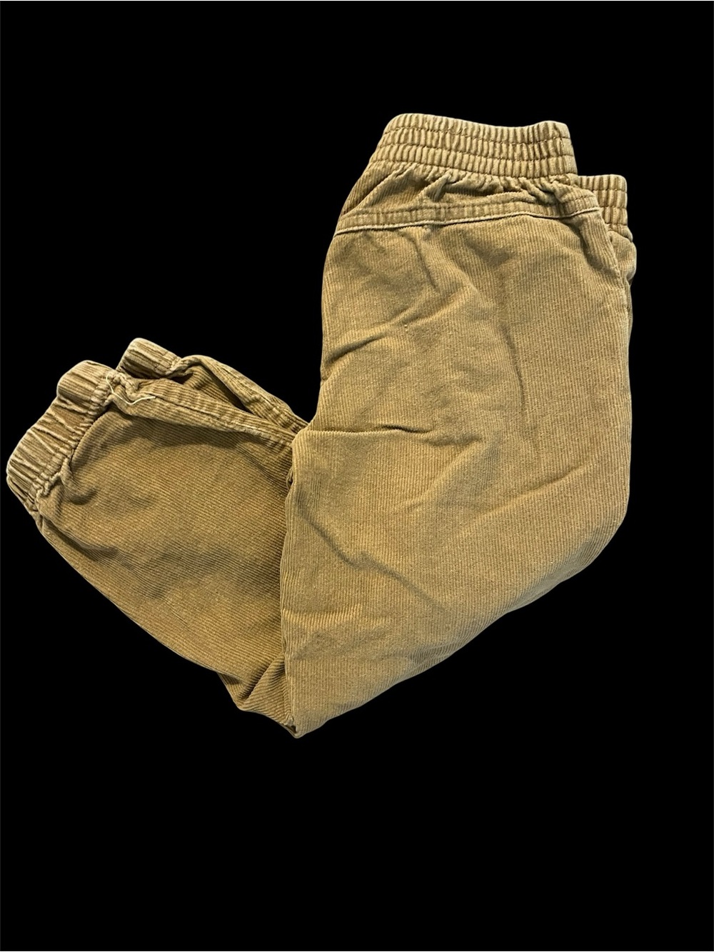 Kids Corduroy Jogger Pants in Olive Brown - Comfortable Elastic Waist